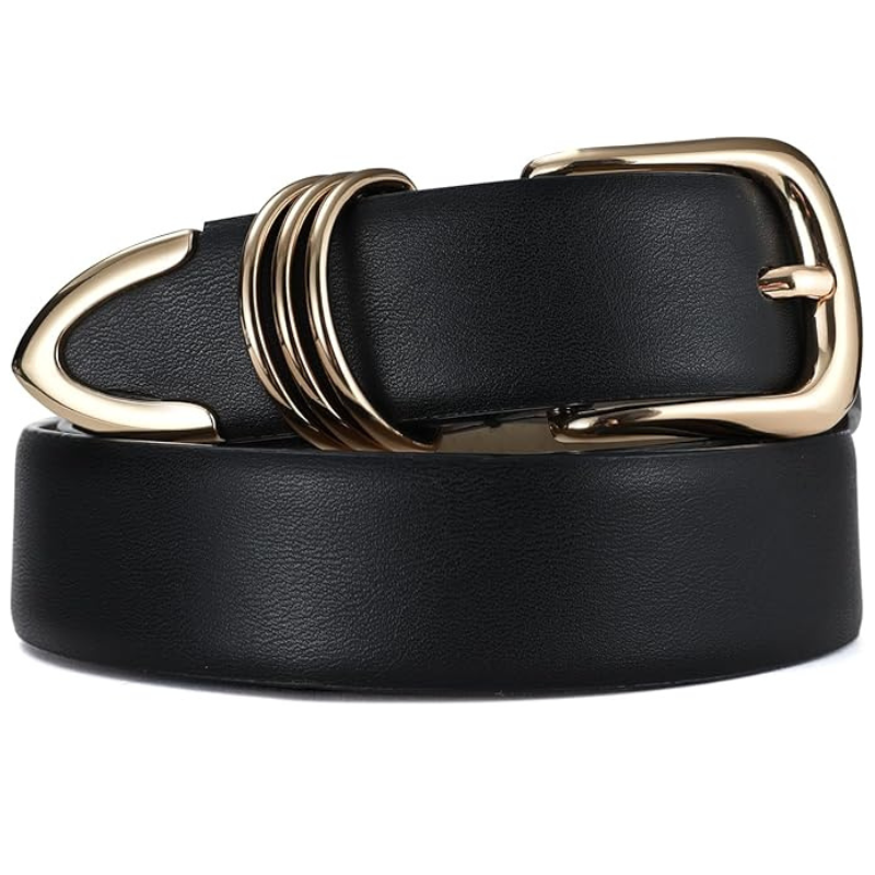 Women's Leather Belts with Gold Buckle