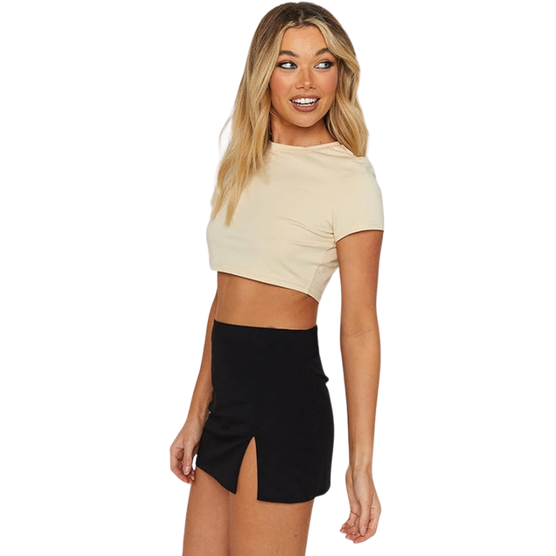 Black Mini Skirt High Waisted Stretch Fitted Skirt