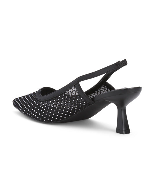 FRENCH CONNECTION Elea Mesh And Stone Slingback Heels