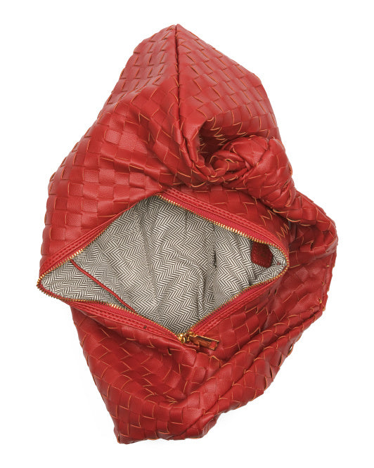 URBAN EXPRESSIONS Woven Vanessa Hobo Bag With Knot Handle
